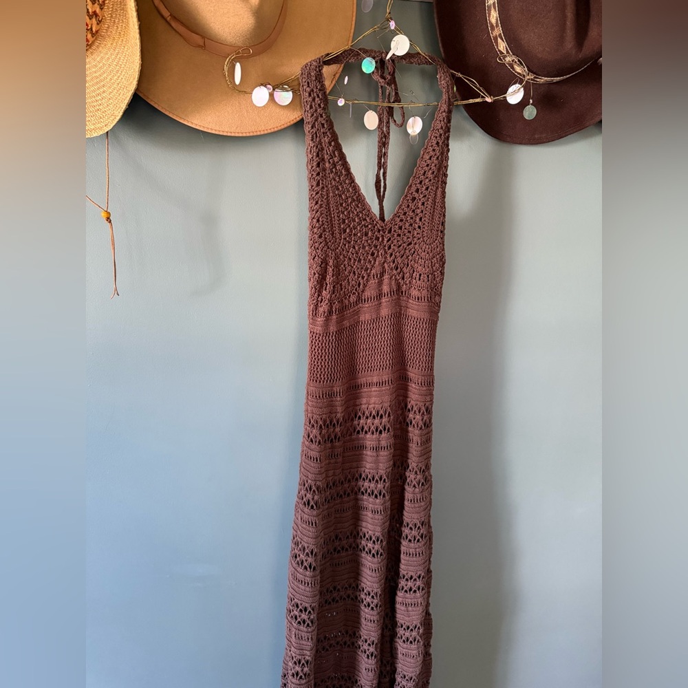 Vintage Moda international Victoria’s Secret Crochet Halter Maxi Dress sz small - Picture 2 of 8